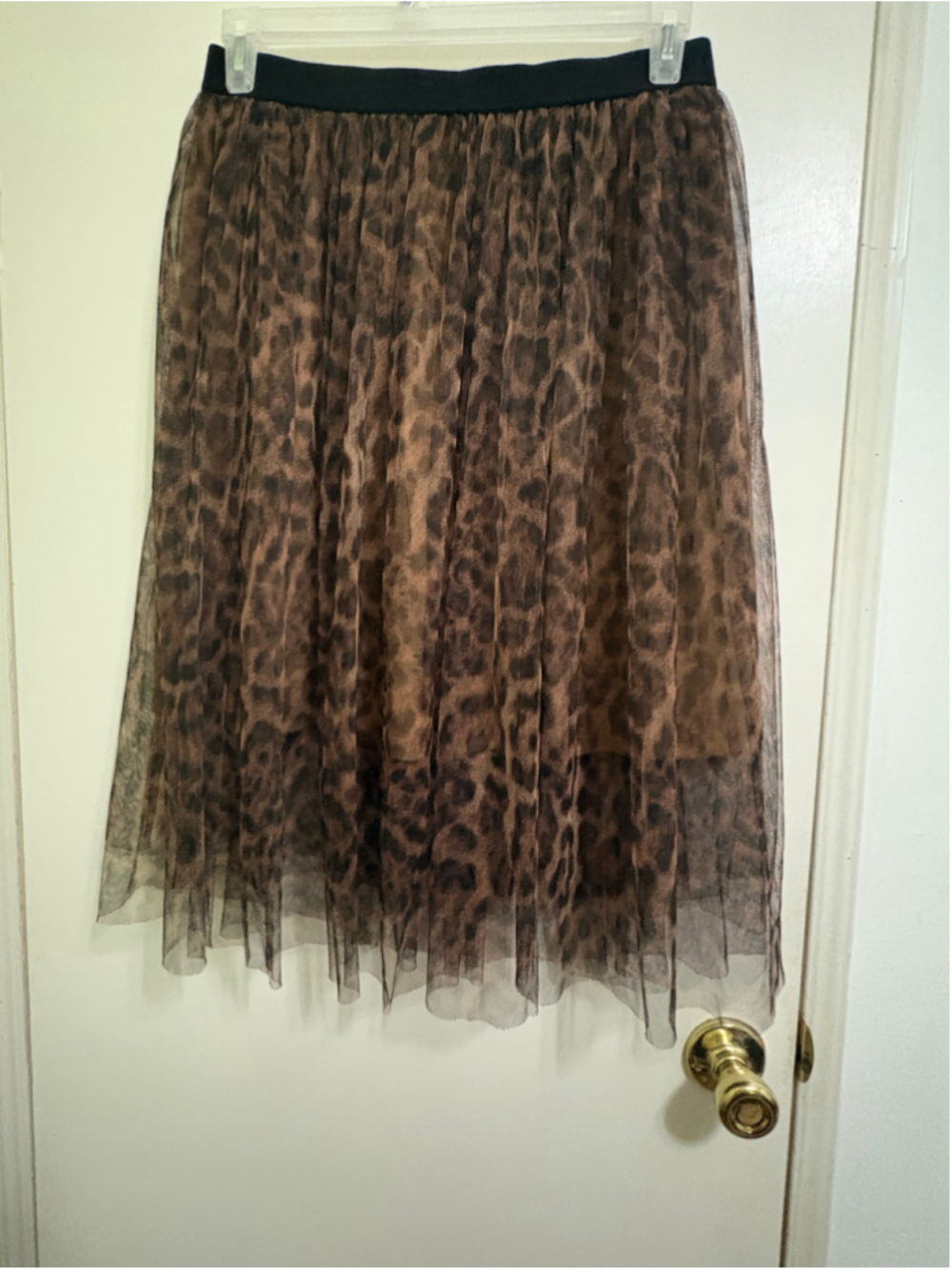 Women's ee:some Brown Black Leopard Print Midi Skirt Size L